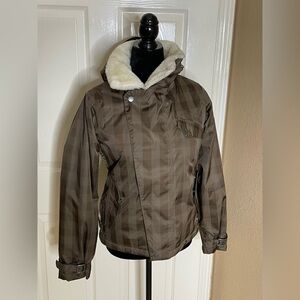 - Burton Duchess Women’s Plaid Brown Jacket Faux Fur XS​​​​​​​​​​​